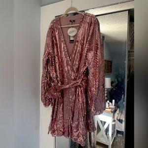 Boohoo Pink Sequin Romper UK 28/US 24